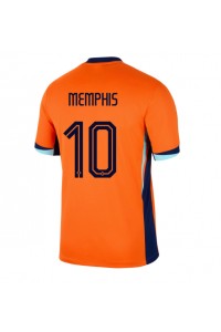 Nederland Memphis Depay #10 Fotballdrakt Hjemme Klær EM 2024 Korte ermer